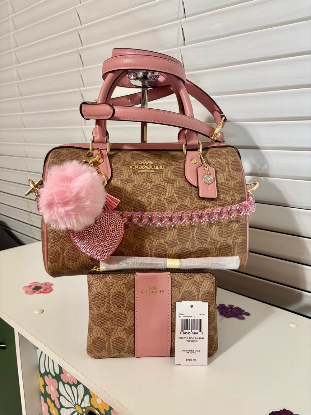 🌸New Coach Rowan Satchel Signature Canvas Pink Petal Set 🌸